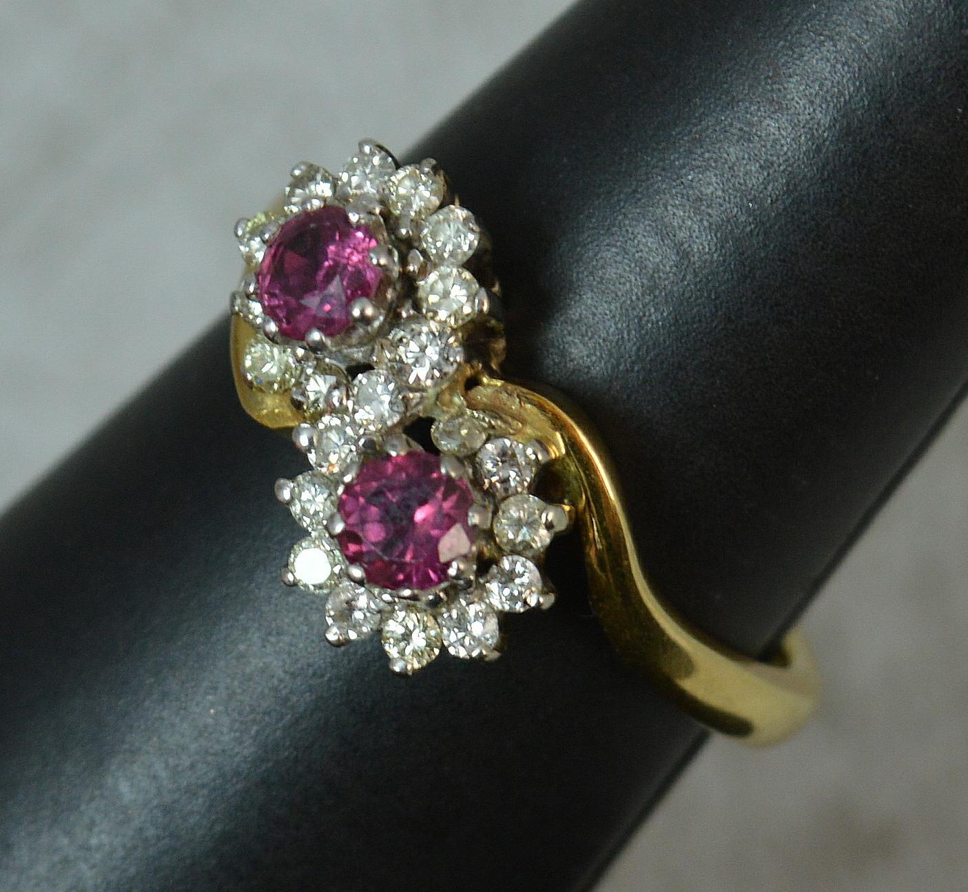 Ruby and Diamond 18 Carat Gold Cluster Ring on Twist 7