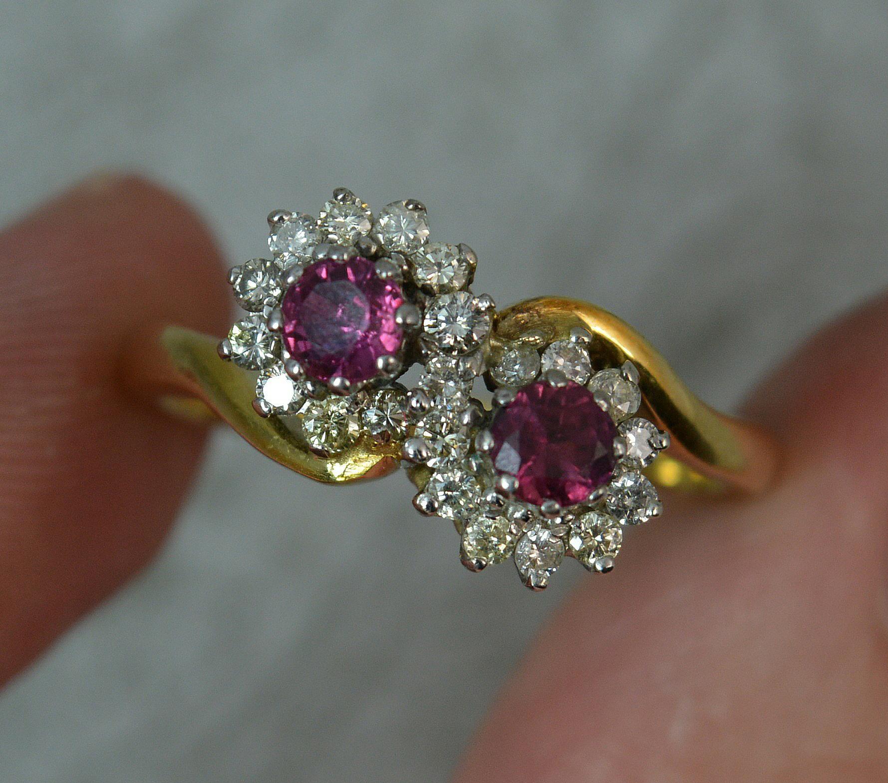 Ruby and Diamond 18 Carat Gold Cluster Ring on Twist 1