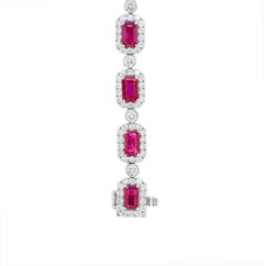 Pulsera de oro blanco de 18 quilates con rubíes y diamantes