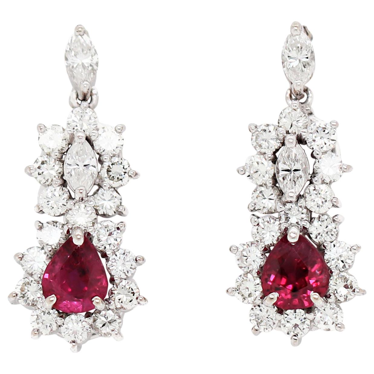 18Kt White Gold Ruby & Diamond Earrings main image 1