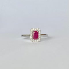 Ruby and Diamond 18 Carat White Gold Cluster Ring