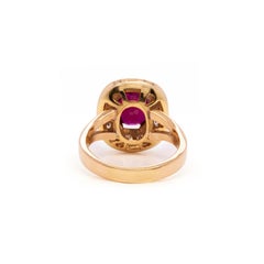 Ruby and Diamond 18 Carat Yellow Gold Cluster Engagement Ring