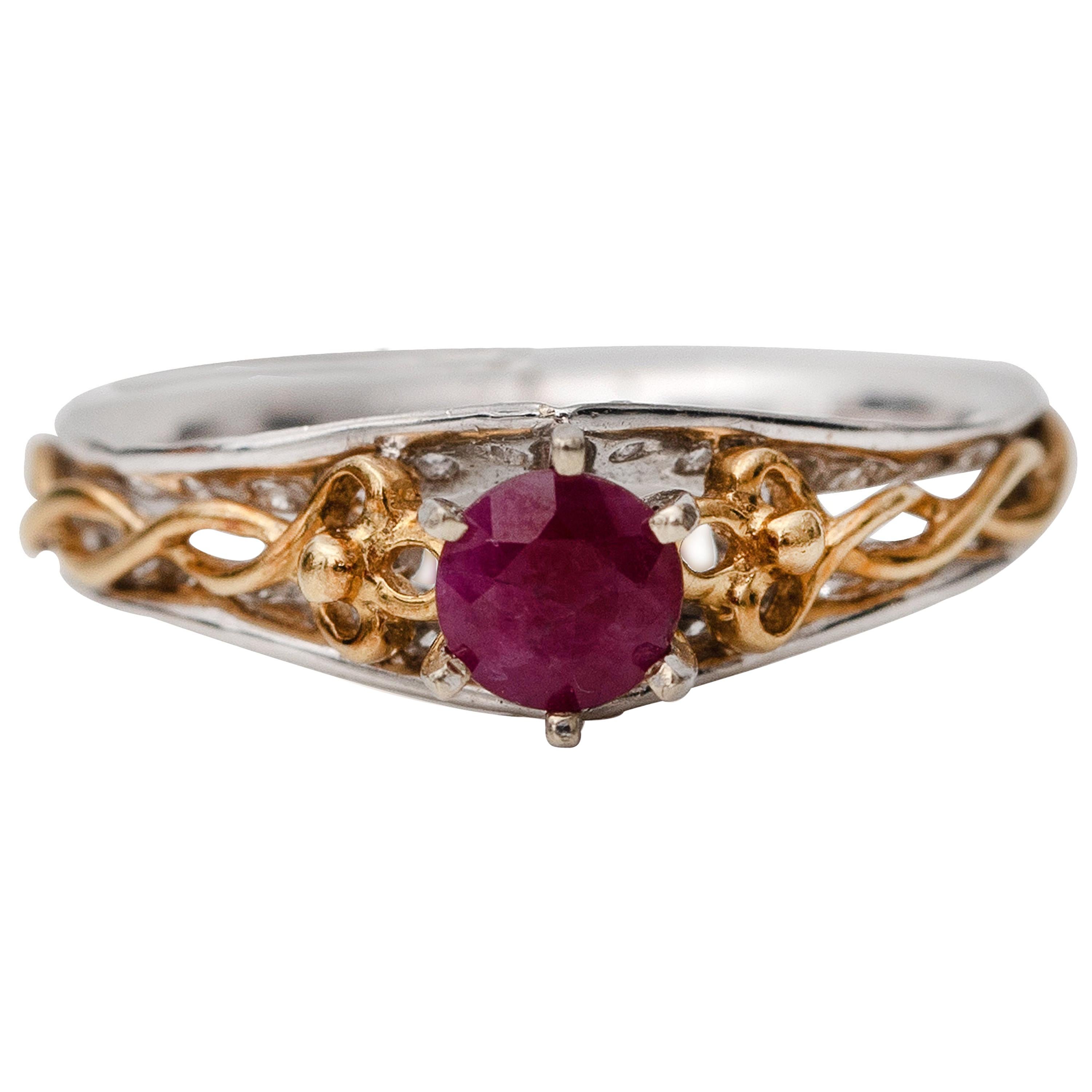 Ruby and Diamond 18 Karat Gold Ring For Sale
