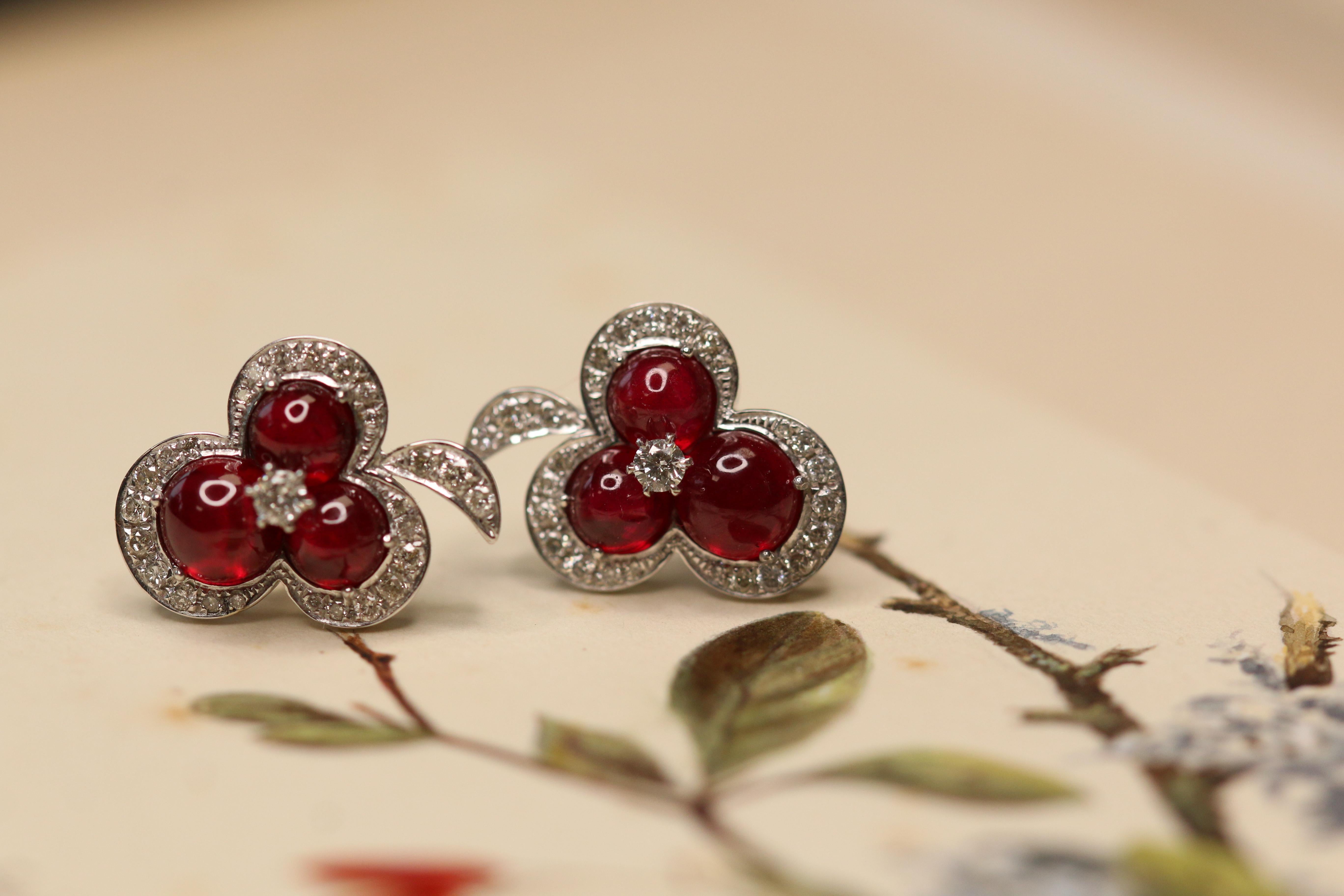 Ruby and Diamond 18 Karat White Gold Earrings In New Condition In Banbury, GB
