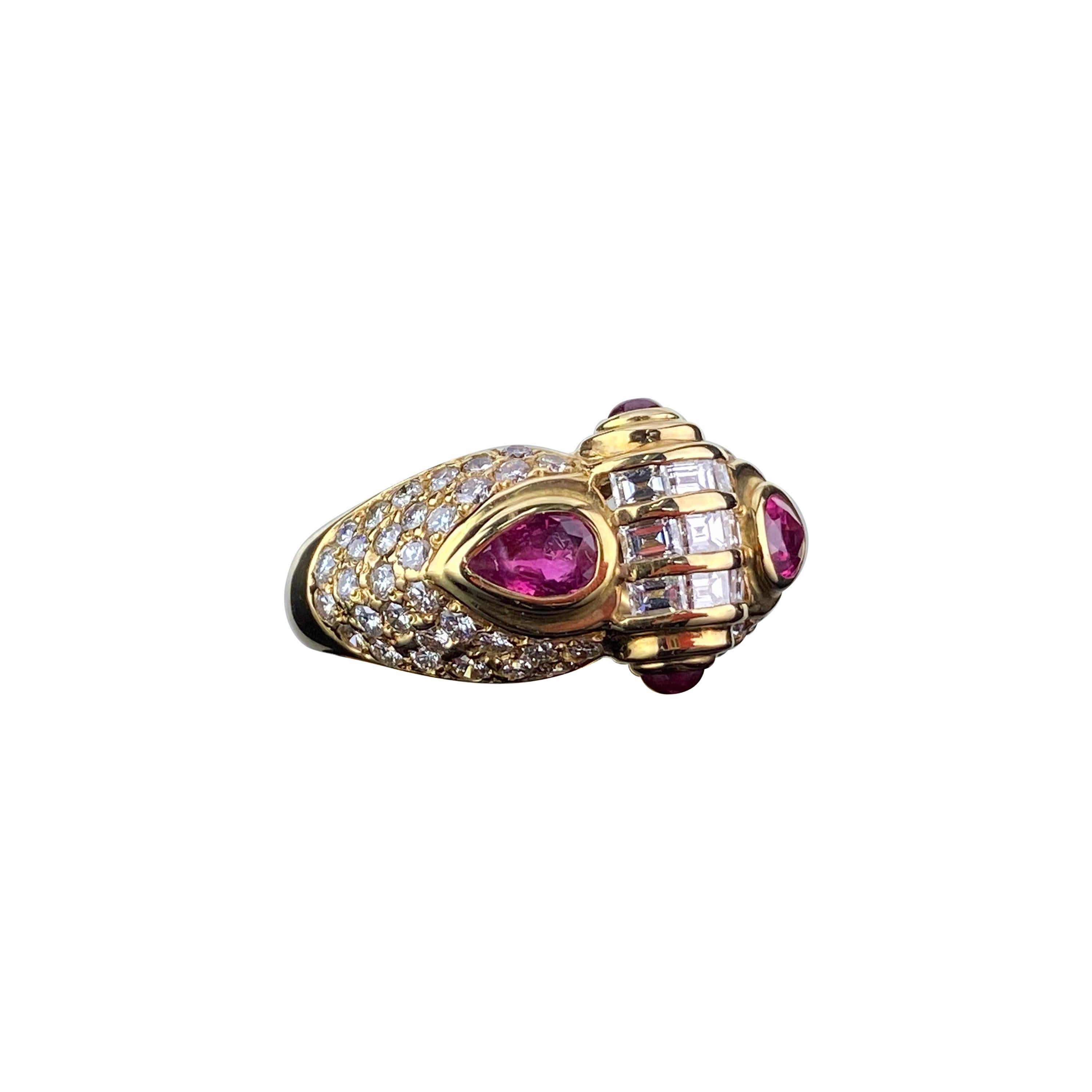 Ruby and Diamond 18k Yellow Gold Ring