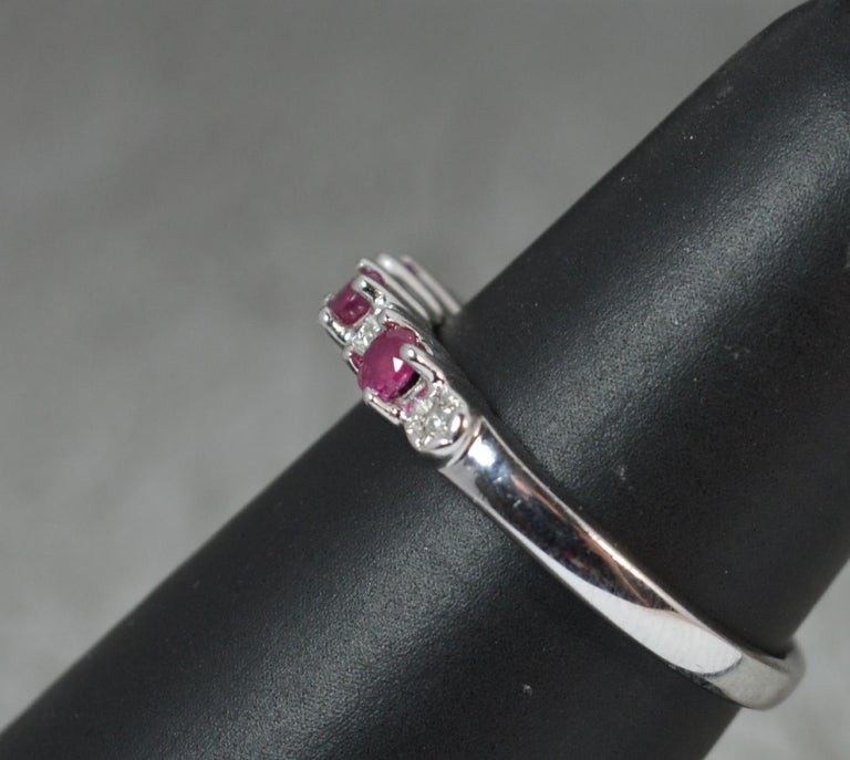 Ruby and Diamond 9 Carat White Gold Half Eternity Stack Ring For Sale ...