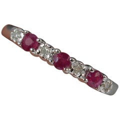 Ruby and Diamond 9 Carat White Gold Half Eternity Stack Ring