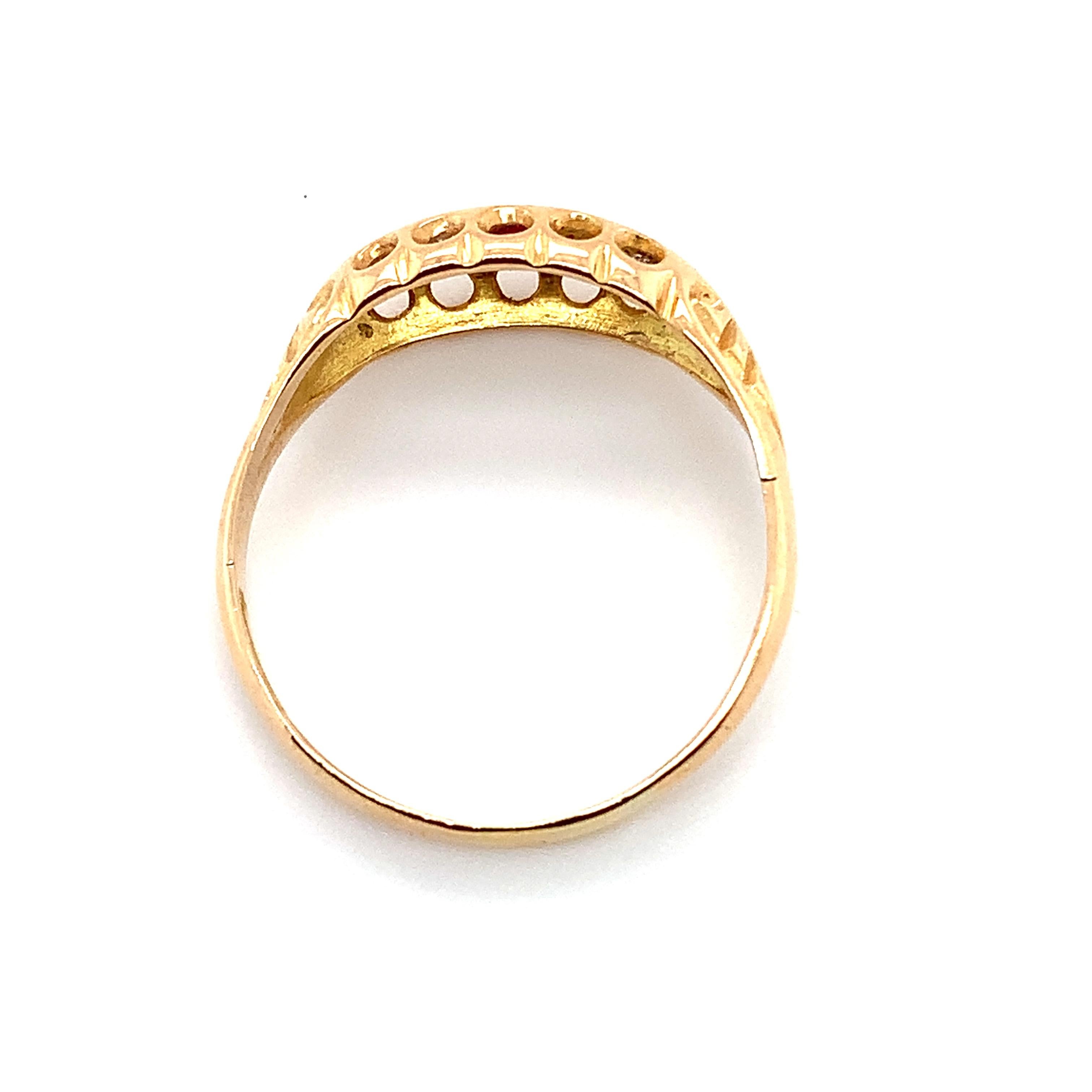 Rubin und Diamant antiker Verlobungsring 18k Gelbgold (Rundschliff) im Angebot