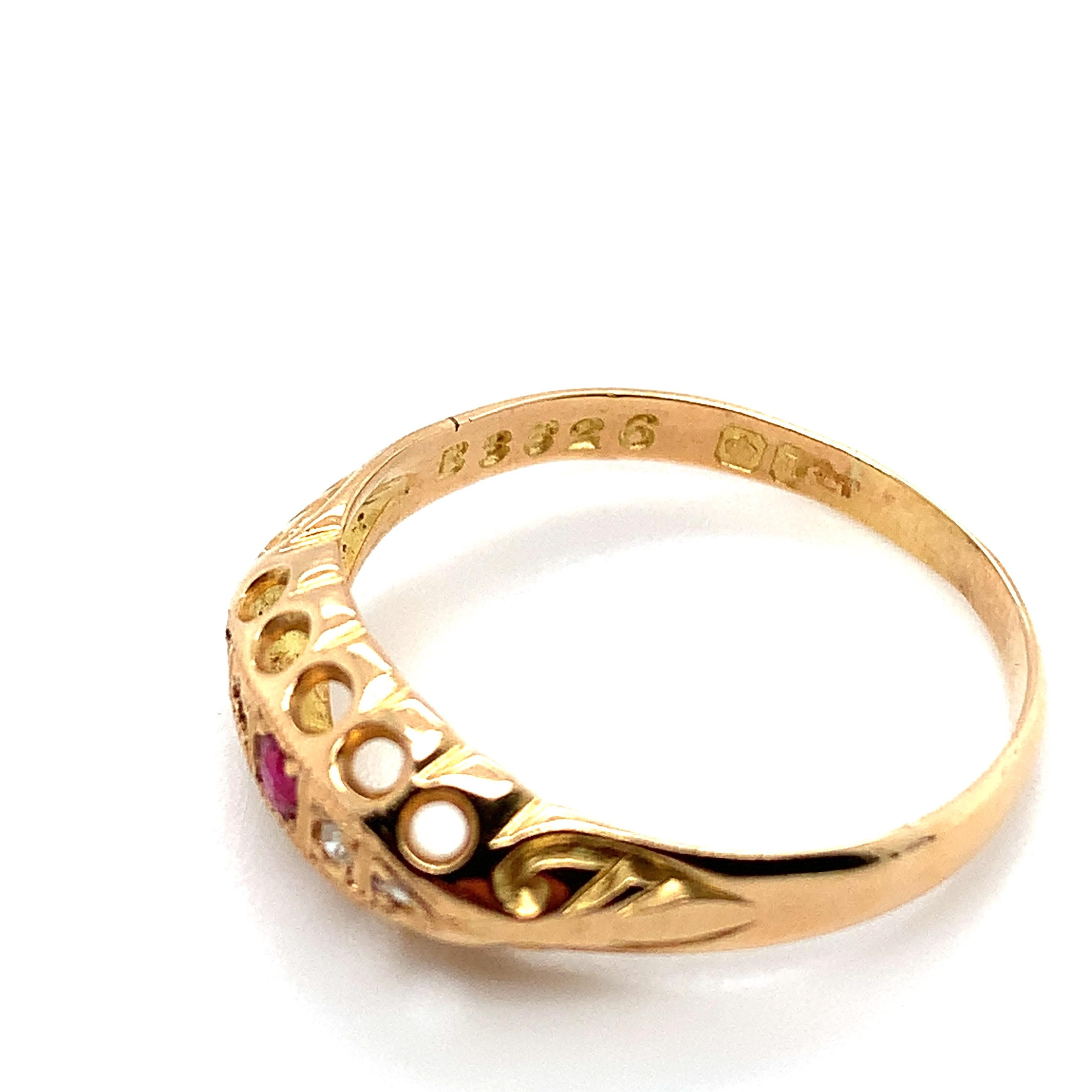 Rubin und Diamant antiker Verlobungsring 18k Gelbgold im Zustand „Neu“ im Angebot in London, GB