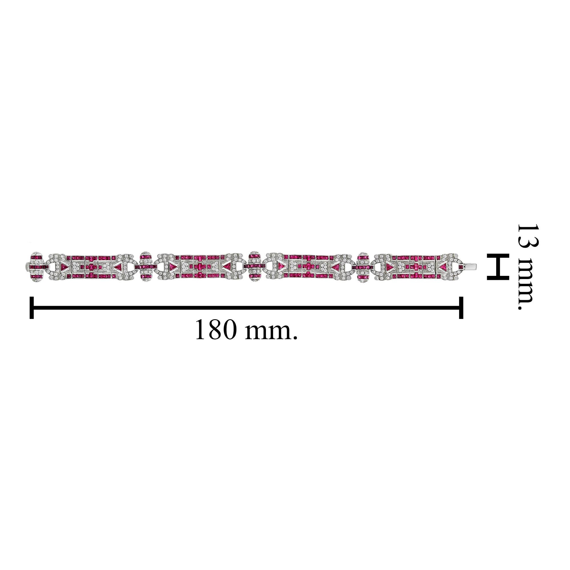 Ruby and Diamond Antique Inspired Bracelet in 18 White Gold Damen im Angebot