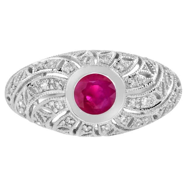 Ruby Blue Style Ruby Diamond Blue Enamel Antique Style Bracelet in 14K Yellow Gold For ...