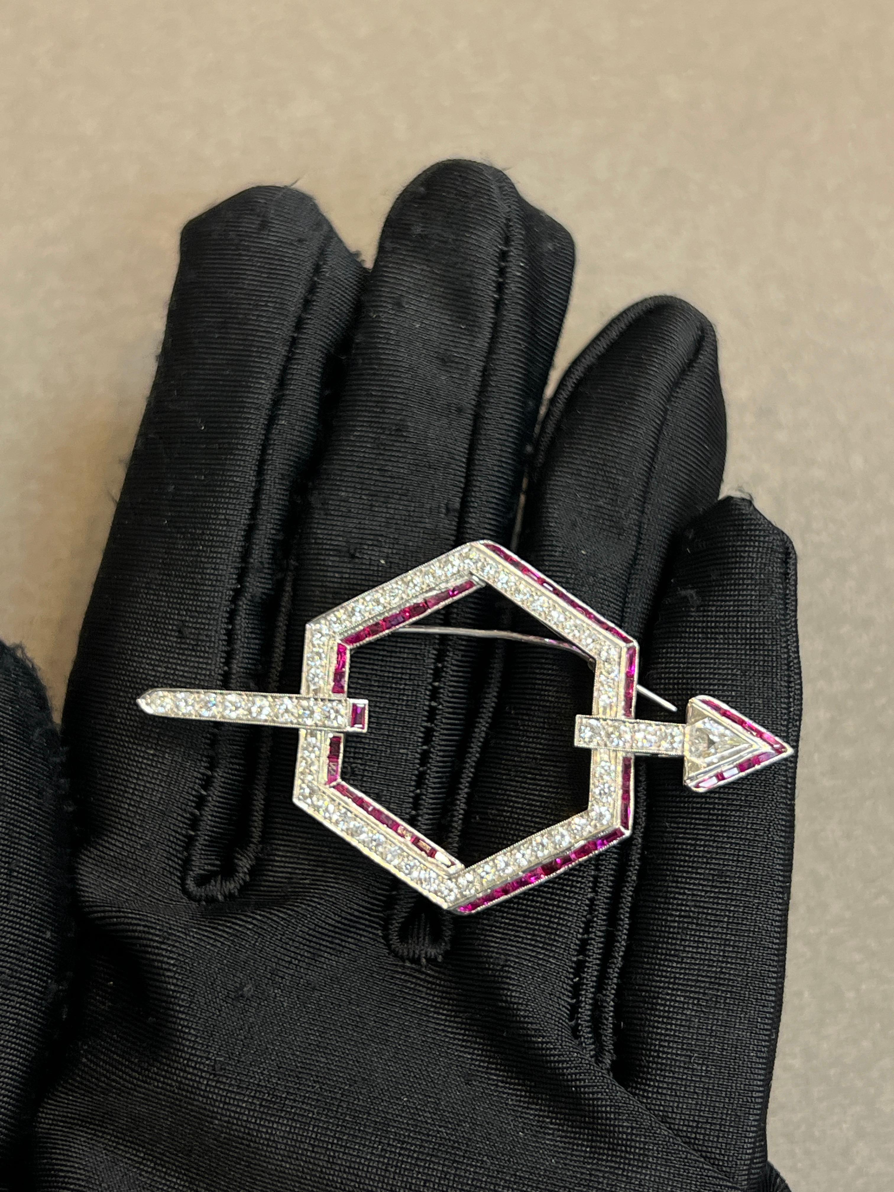 Ruby And Diamond Arrow Brooch - image 2