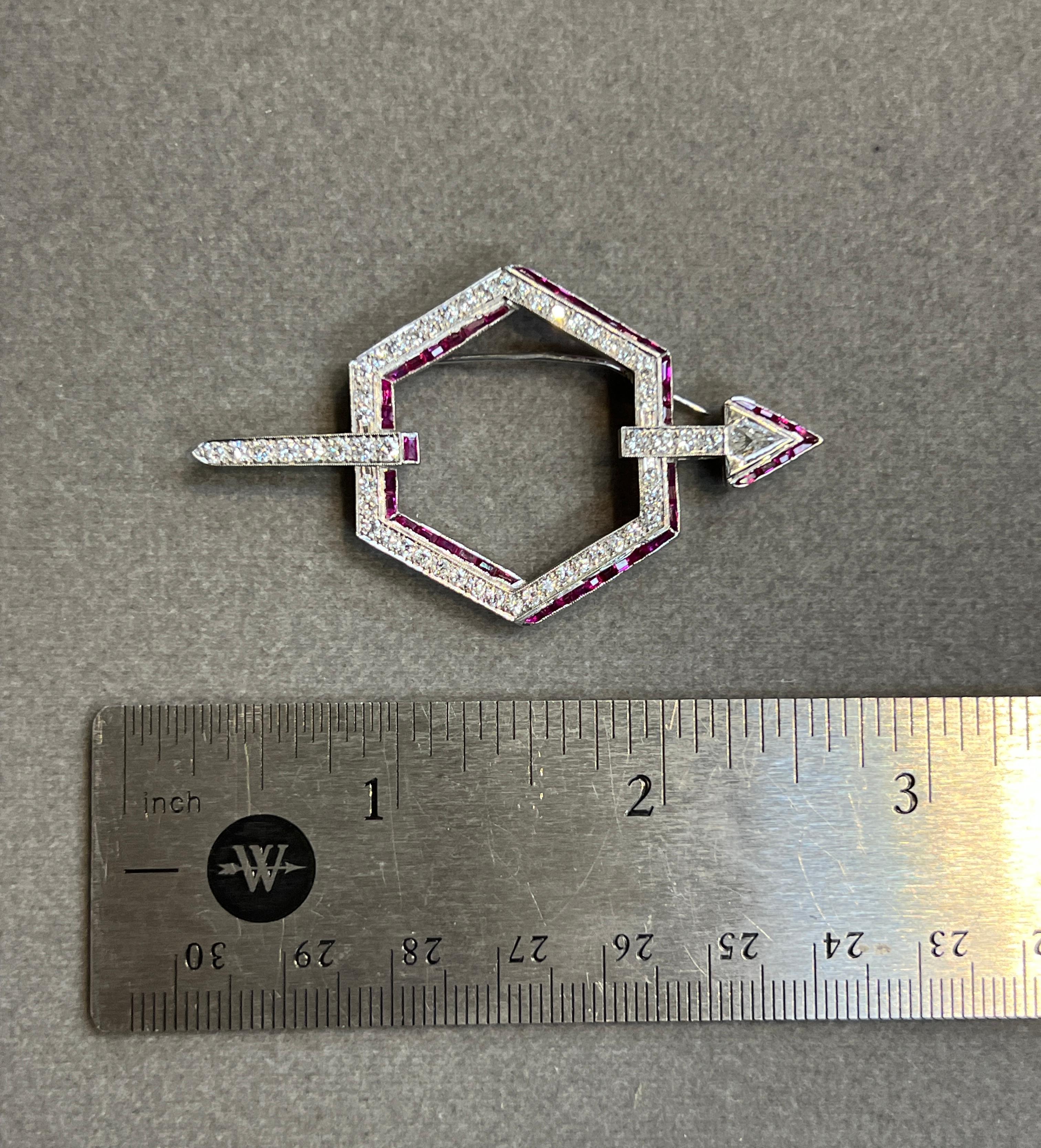 Ruby And Diamond Arrow Brooch - image 3