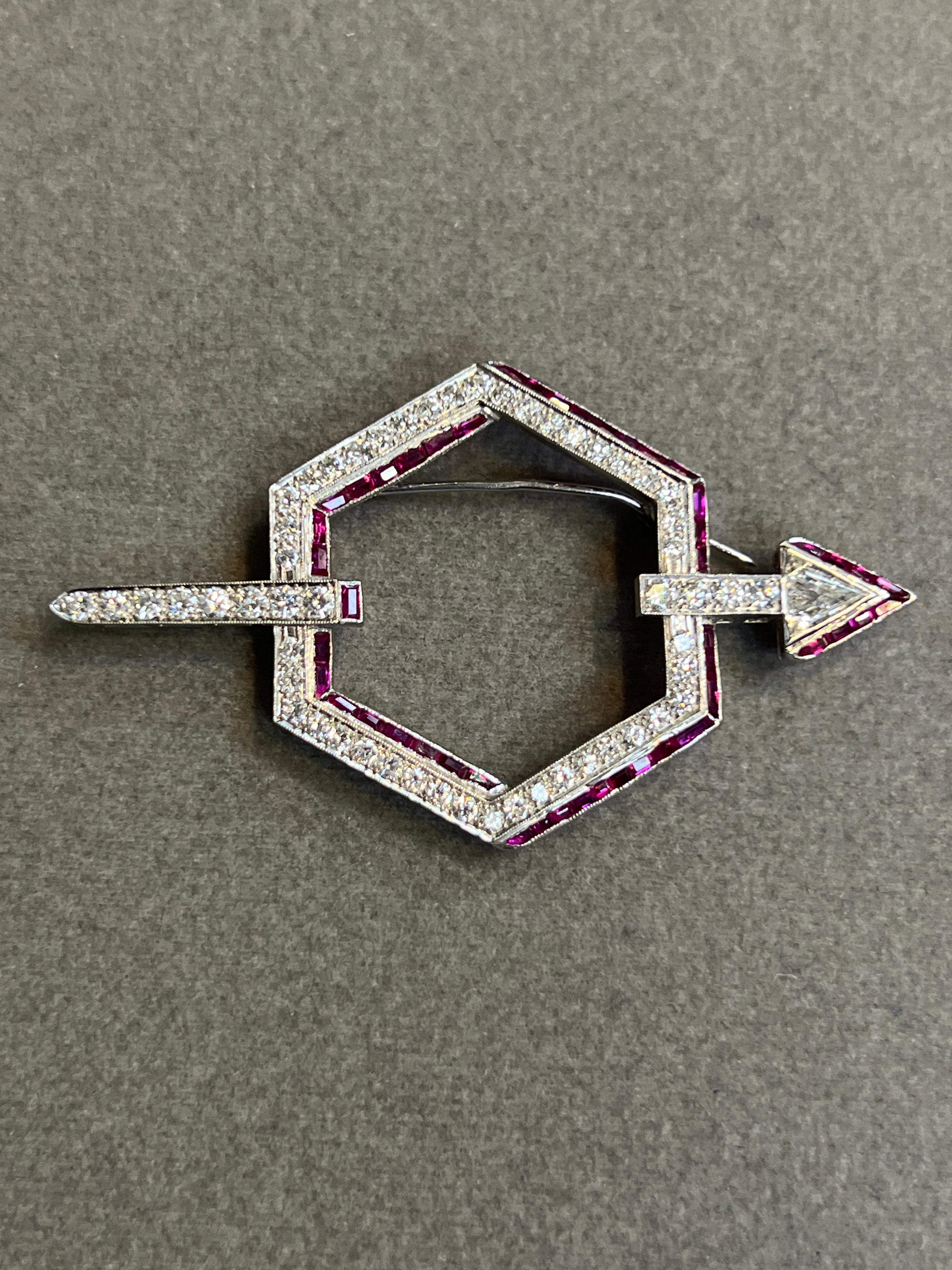 Ruby And Diamond Arrow Brooch - image 4