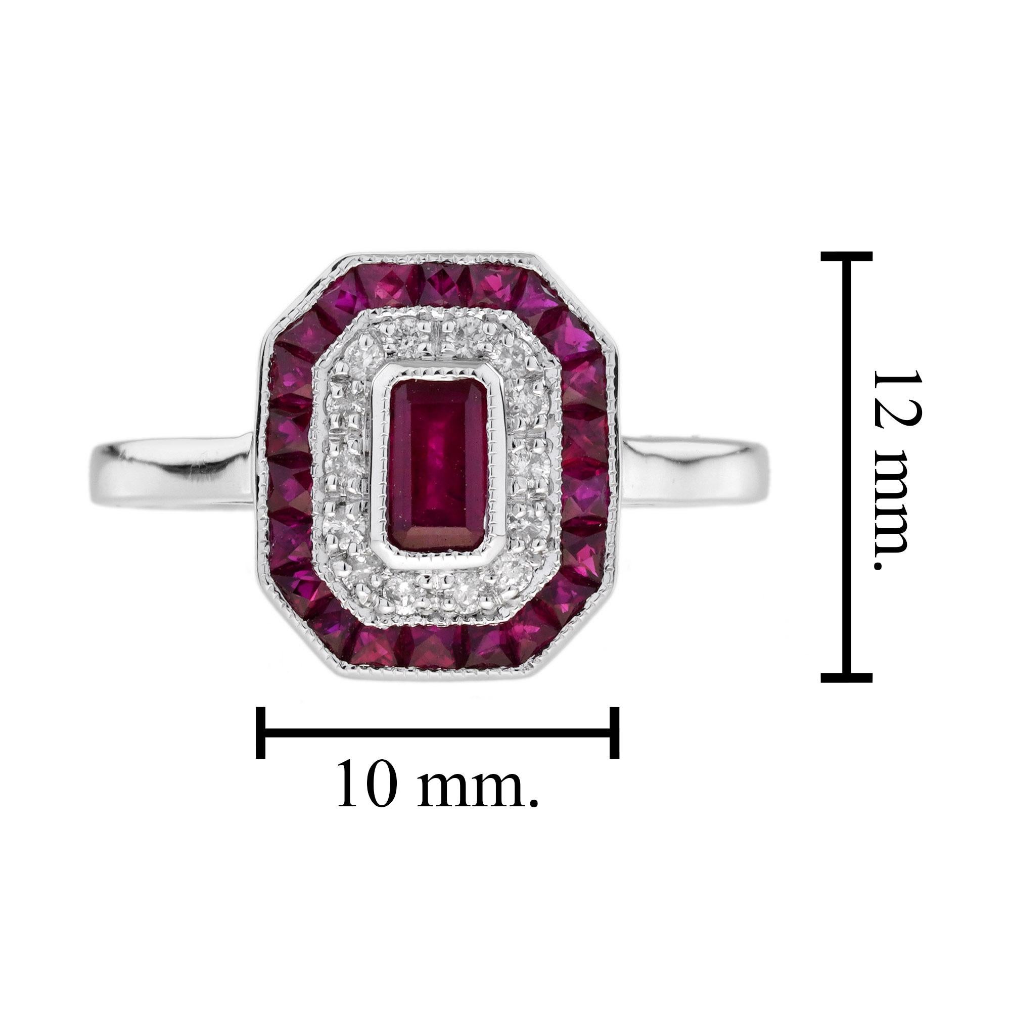 Ruby and Diamond Art Deco Style Engagement Ring in 14K White Gold For Sale 5