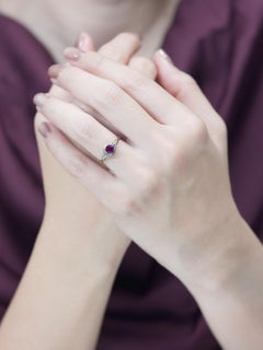 Ruby and Diamond Art Deco Style Floral Ring in 14K Yellow Gold