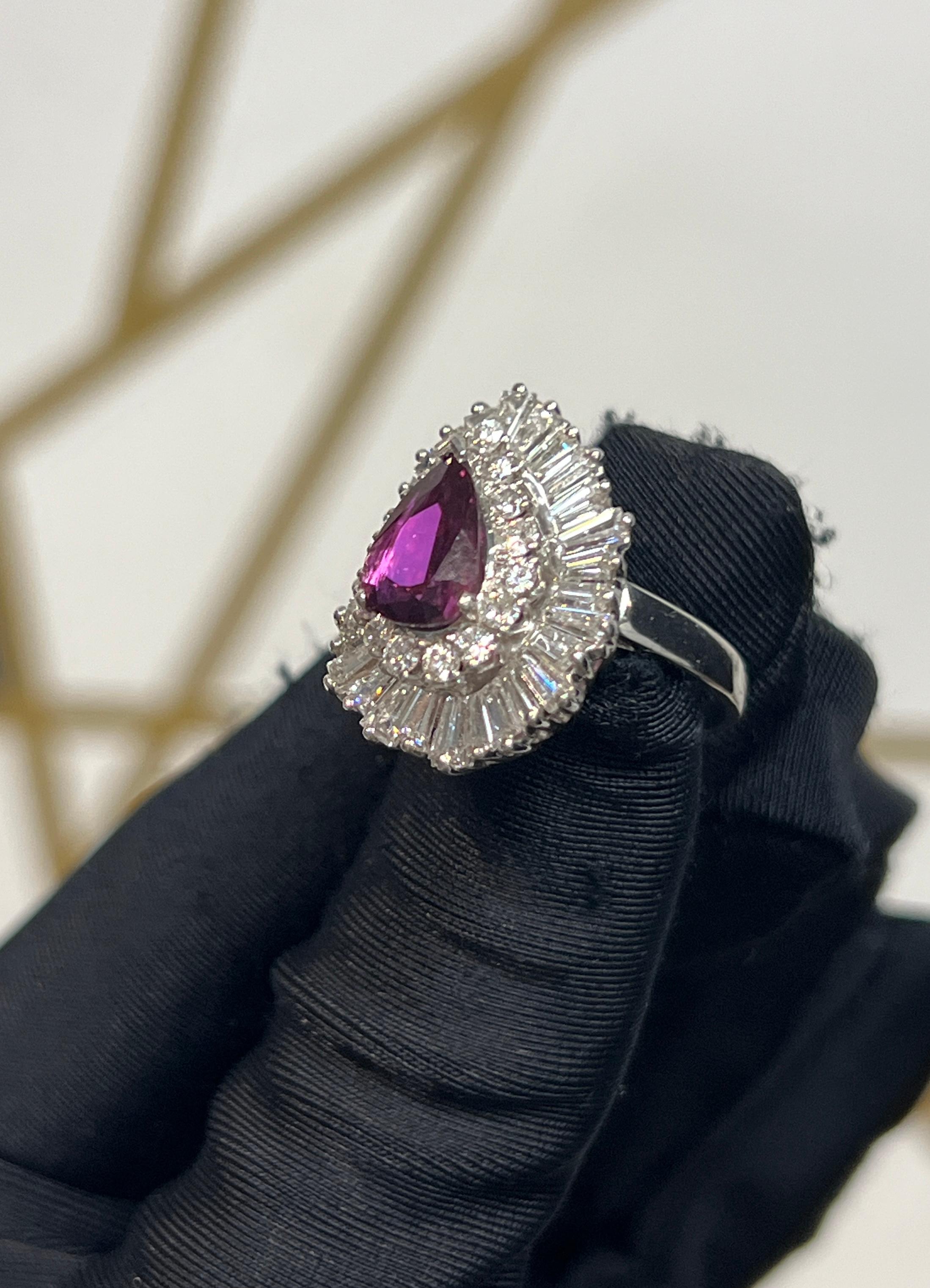 Mixed Cut Ruby and Diamond Ballerina Ring For Sale