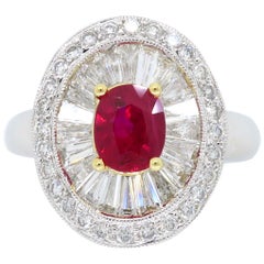 Ruby and Diamond Ballerina Ring Made in 18 Karat Gold