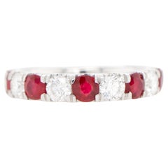 Ruby and Diamond Band Ring 1.69 Carats 18K Gold