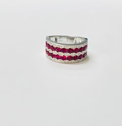 Ruby And Diamond Band Ring In 18 Karat White Gold.
