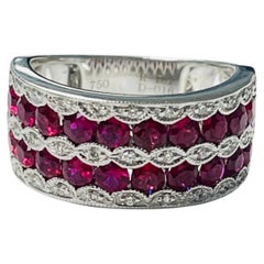 Ruby And Diamond Band Ring In 18 Karat White Gold.