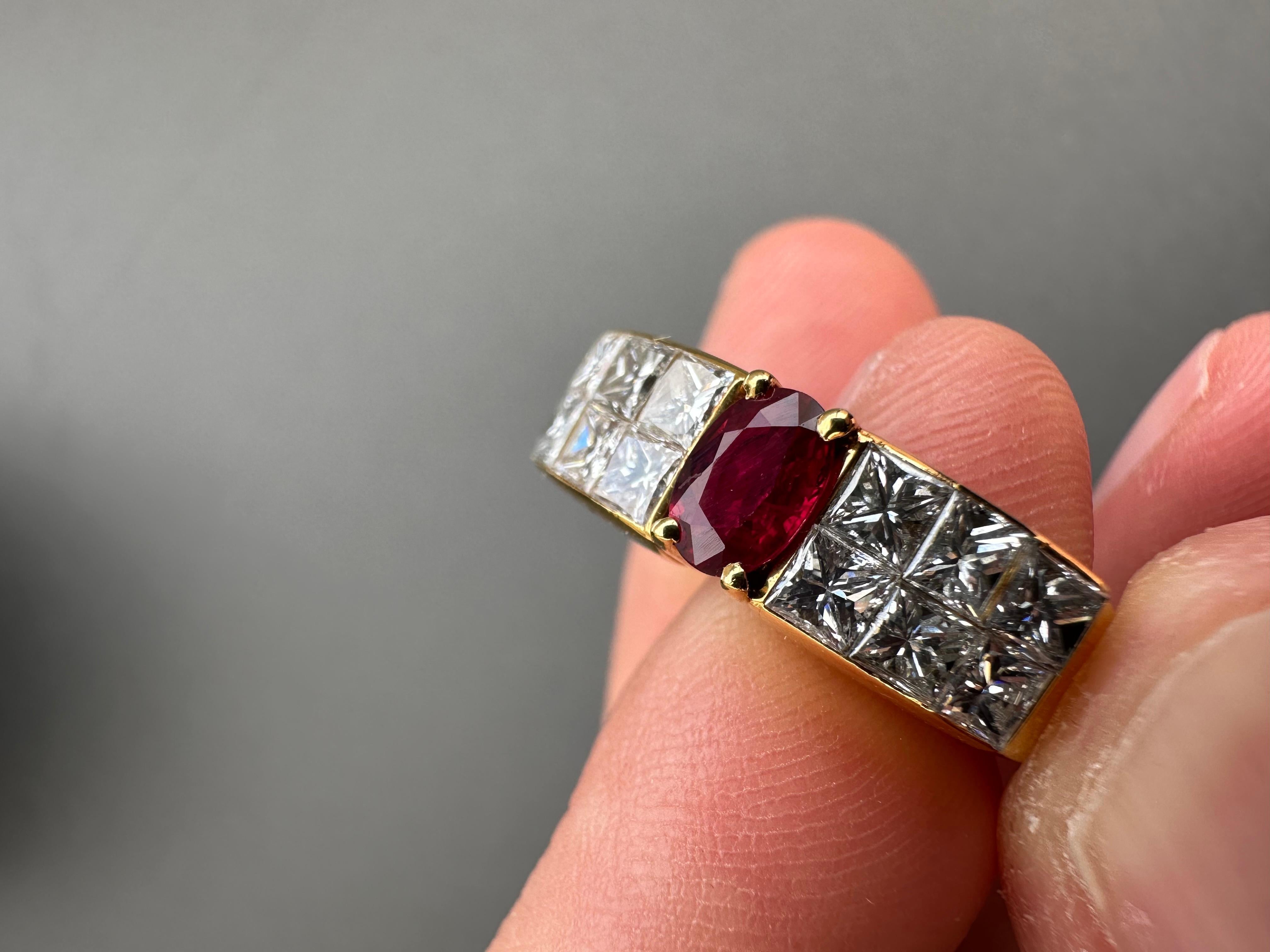 Ruby and Diamond Band Ring set in Yellow Gold In New Condition For Sale In Porto, PT