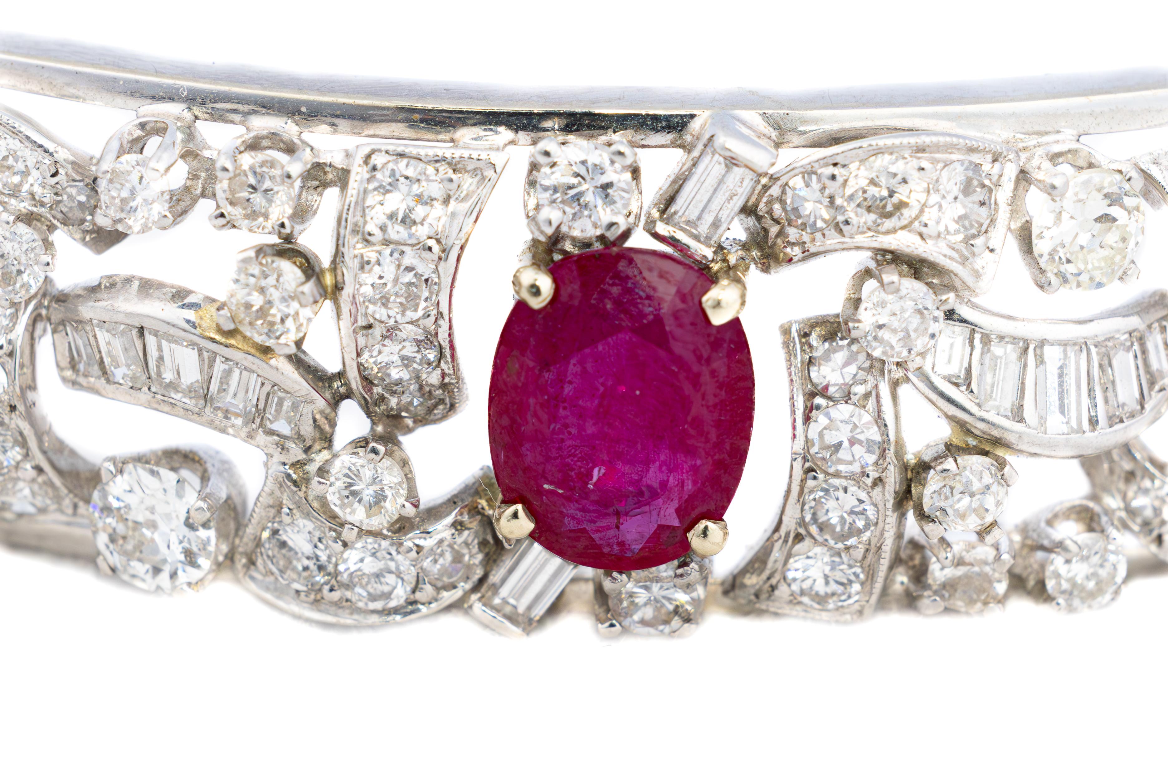 Round Cut Ruby and Diamond Bangle Bracelet For Sale