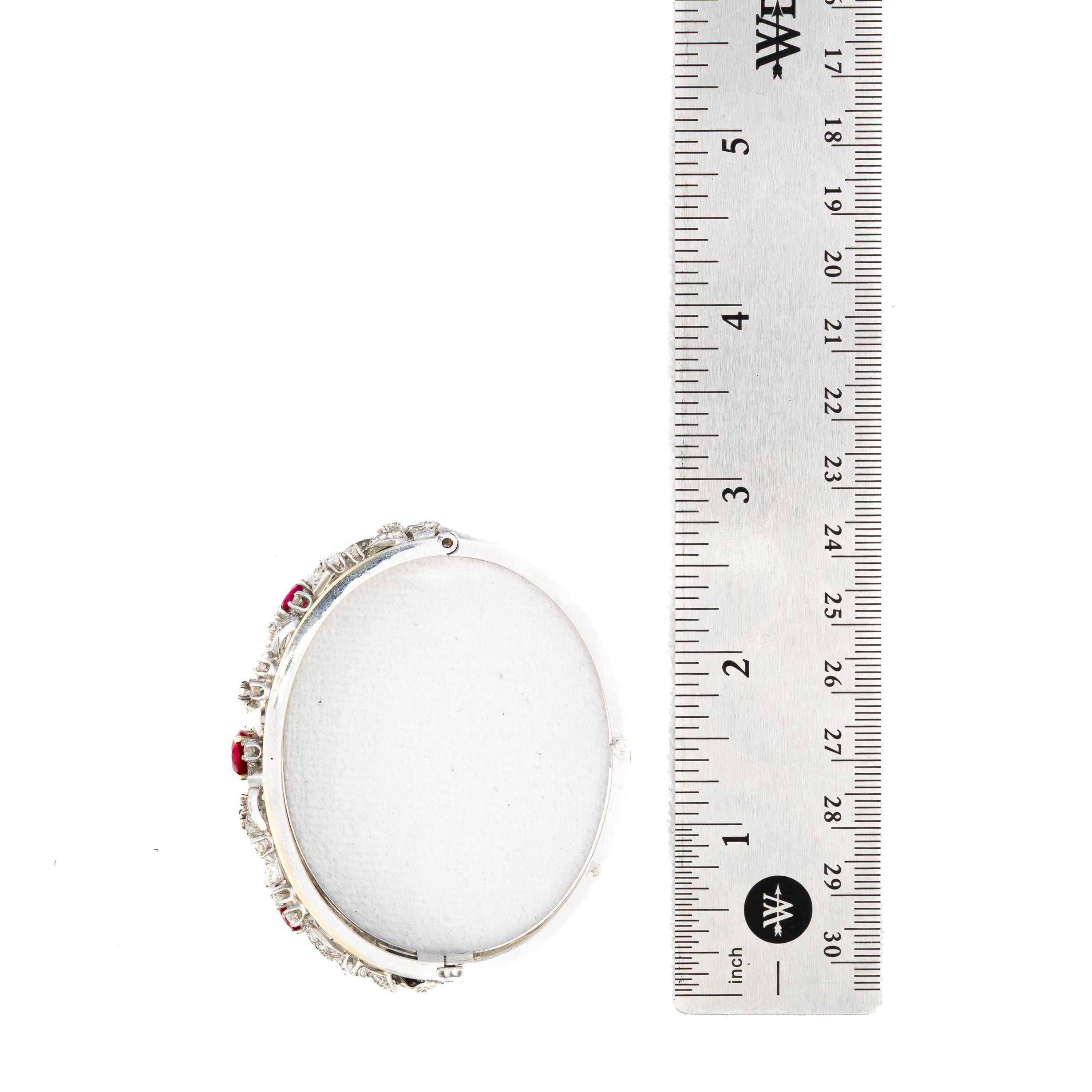 Women's Ruby and Diamond Bangle Bracelet For Sale