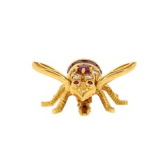 Ruby and Diamond Bee Pin