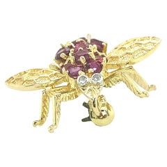 Ruby and Diamond Bee Pin