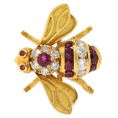Ruby and Diamond Bee Pin