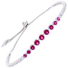 Ruby and Diamond Bezel Set Bolo Bracelet