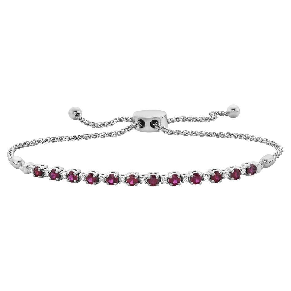 Ruby and Diamond Bolo Bracelet For Sale