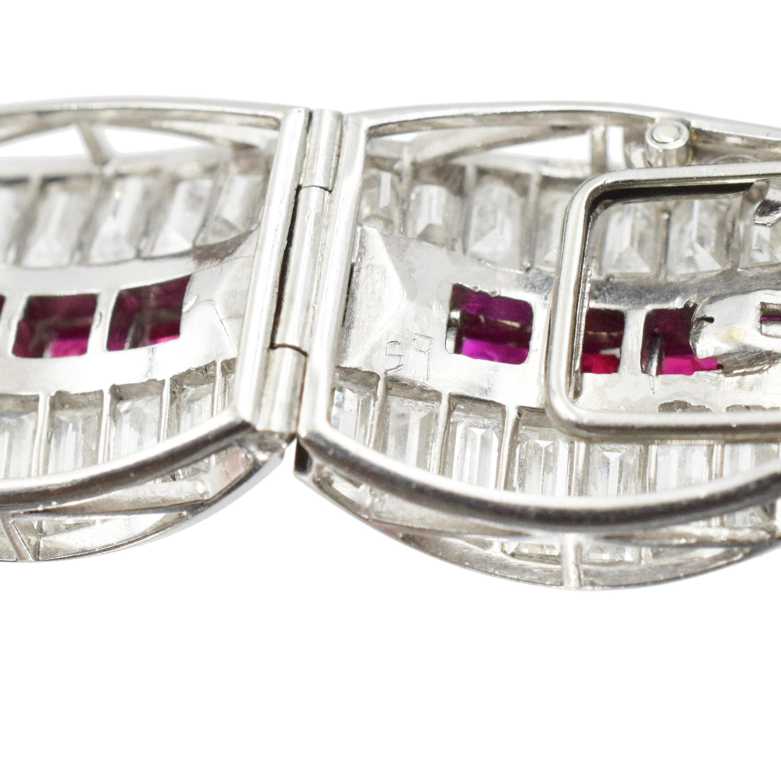 Ruby and Diamond Bracelet Bracelet in Platinum.  For Sale 6