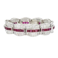 Ruby and Diamond Bracelet Bracelet in Platinum.