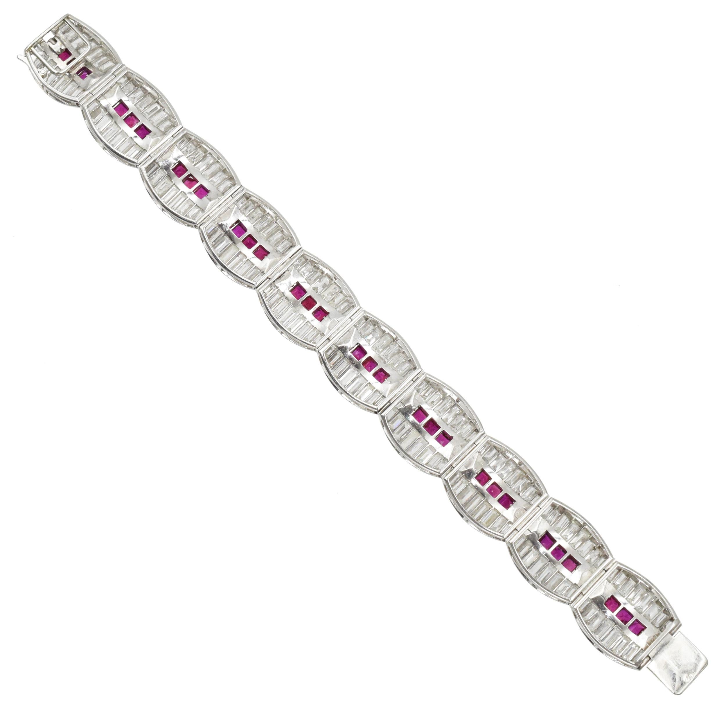 Ruby and Diamond Bracelet Bracelet in Platinum.  For Sale 1