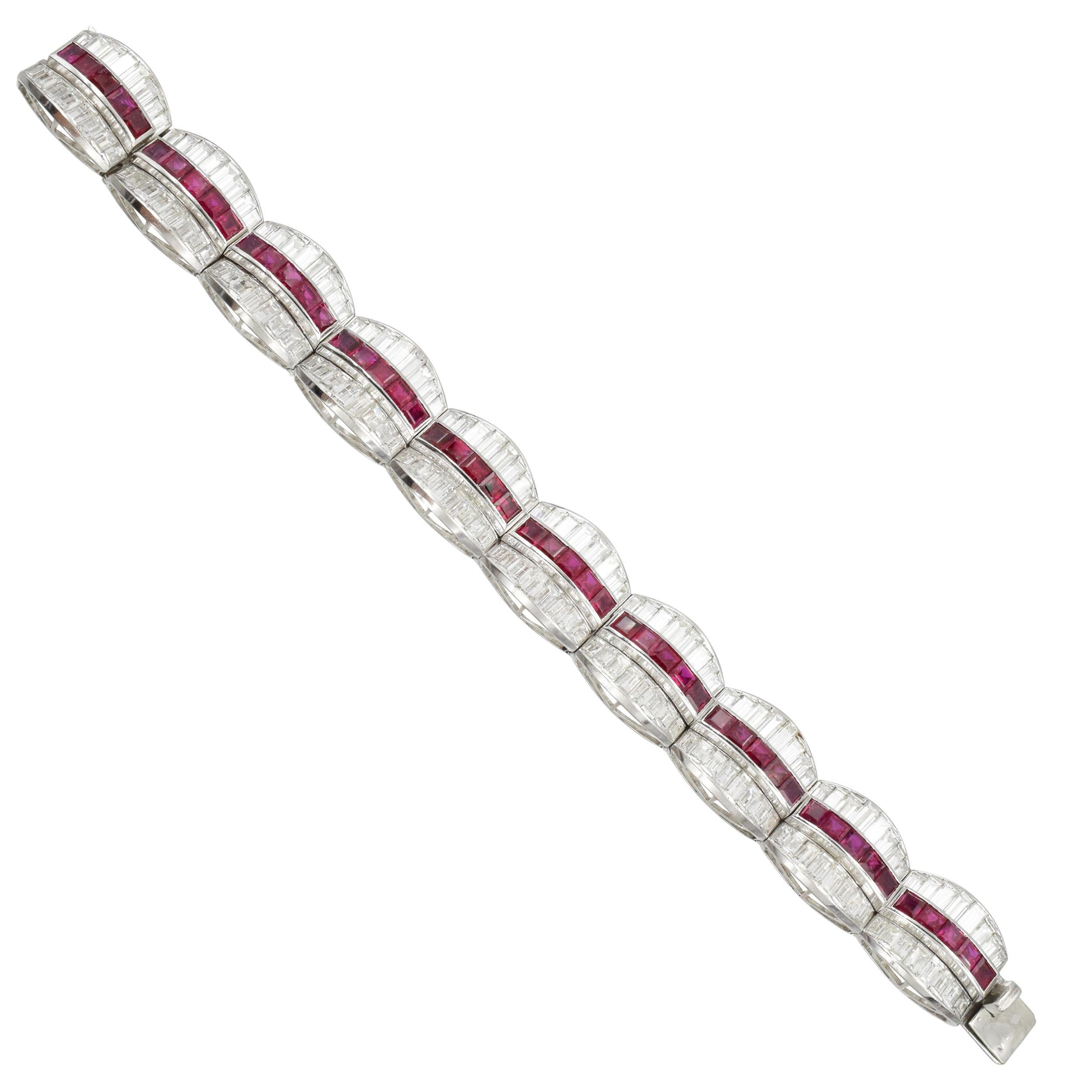 Ruby and Diamond Bracelet Bracelet in Platinum.  For Sale 2