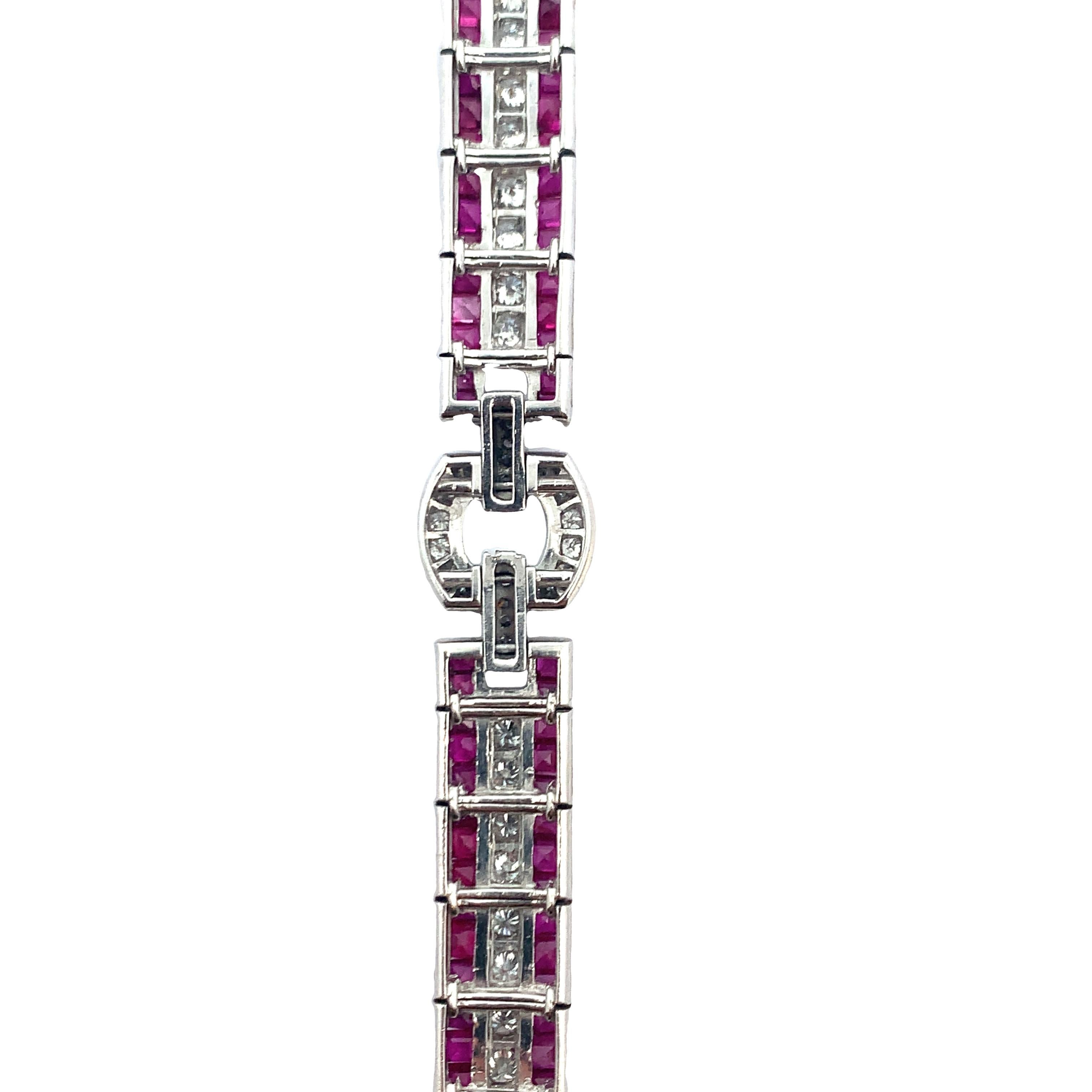 Art Deco Ruby and Diamond Bracelet