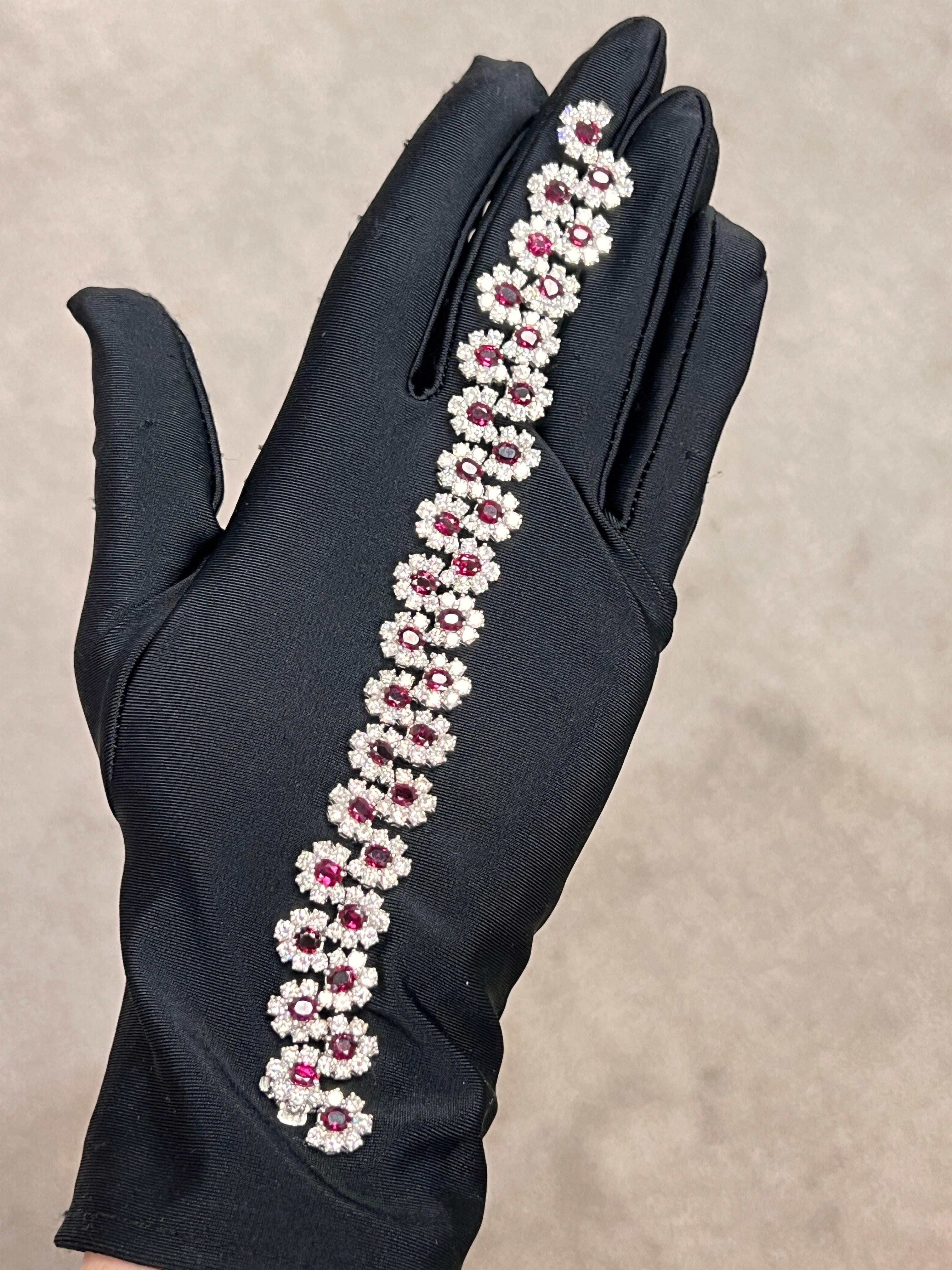 Mixed Cut Ruby and Diamond Bracelet For Sale