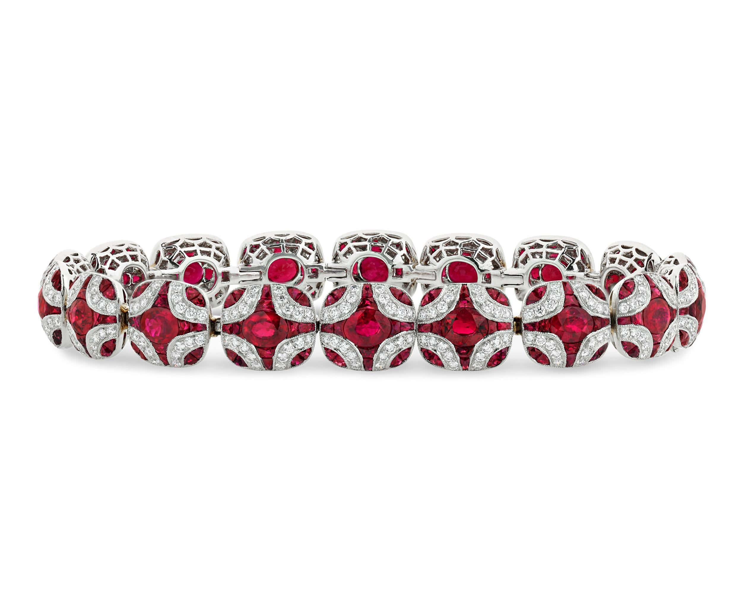 Ruby and Diamond Bracelet In New Condition In New Orleans, LA