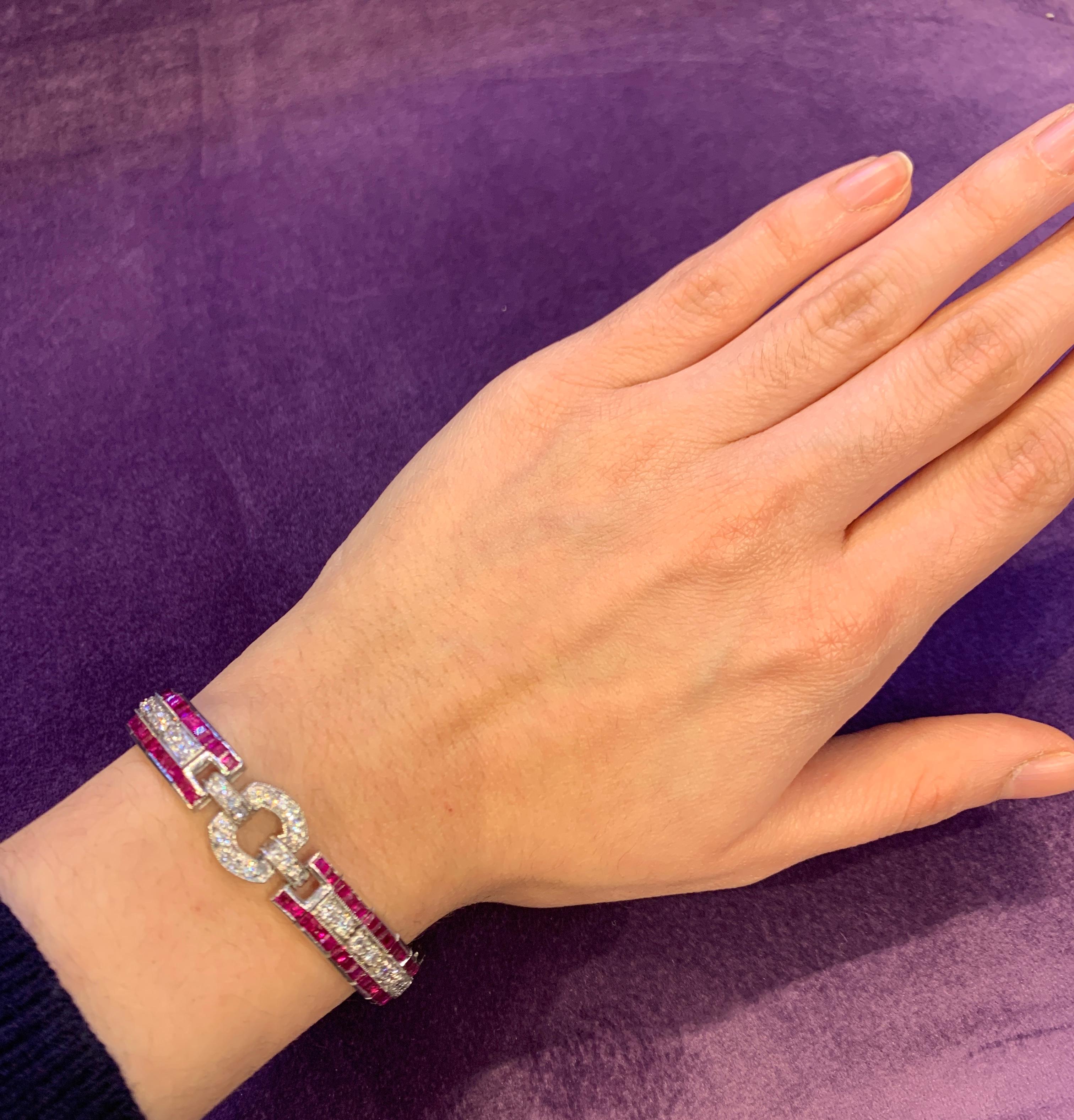 Mixed Cut Ruby and Diamond Bracelet