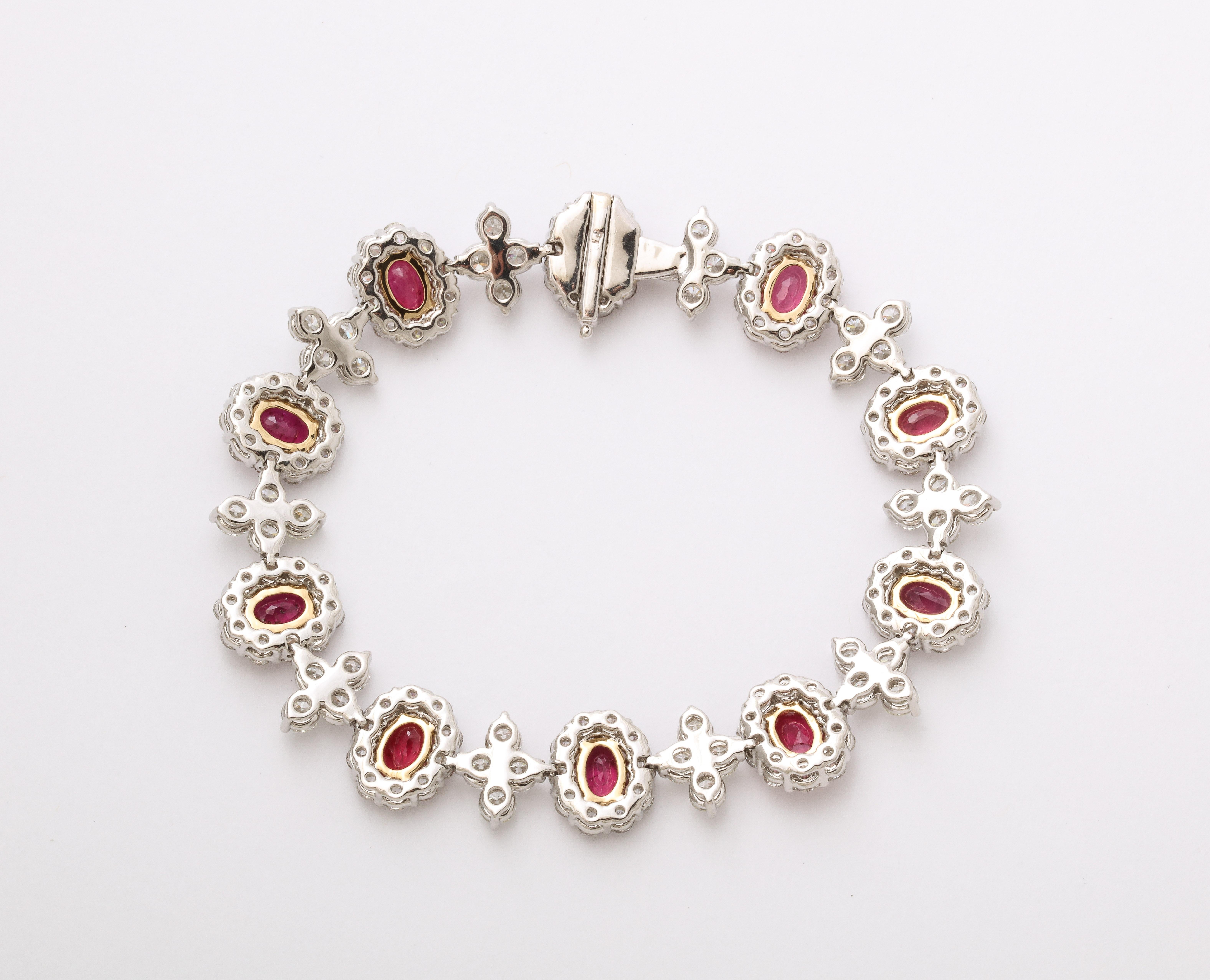 Women's or Men's Ruby and Diamond Bracelet  For Sale