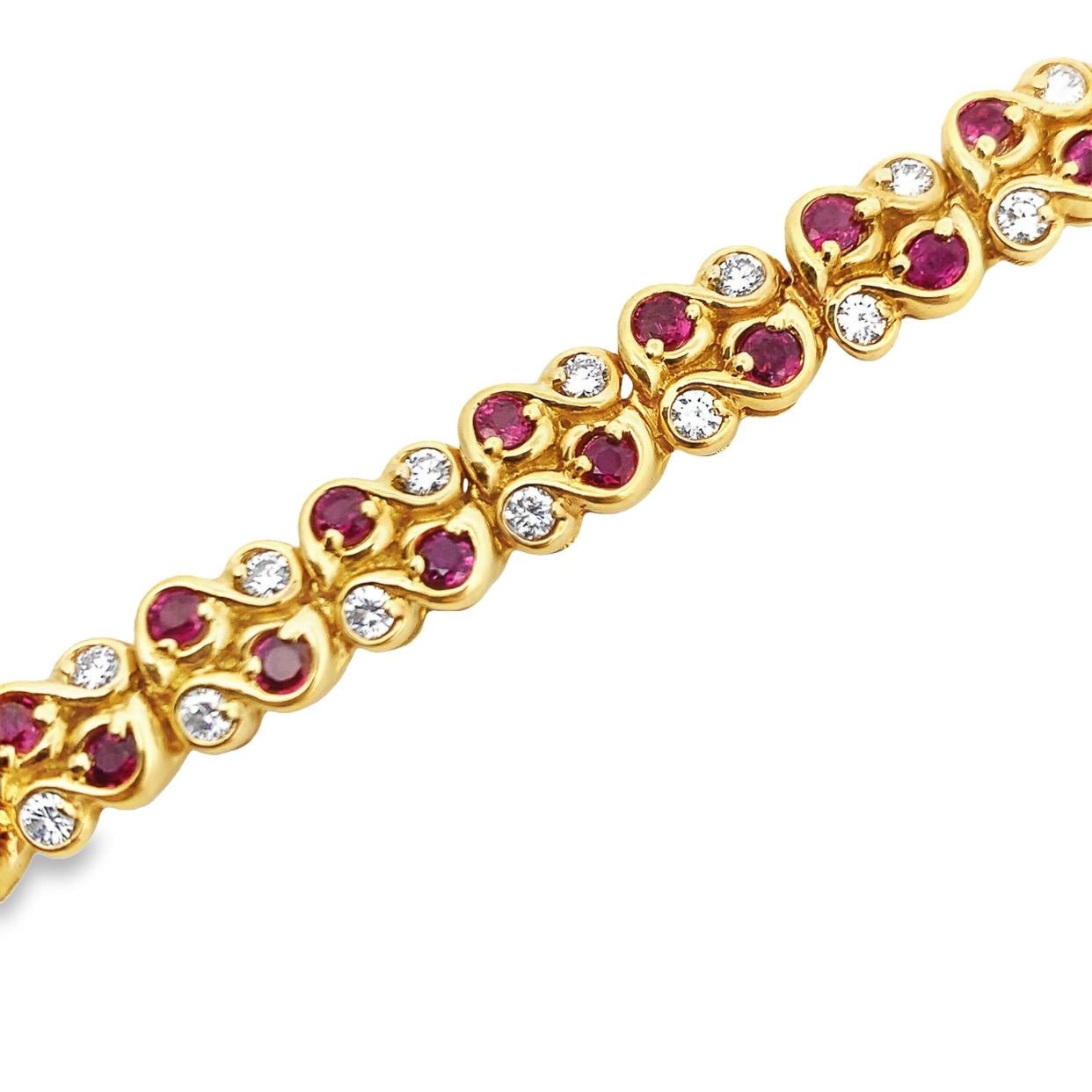 Women's Ruby and Diamond Bracelet For Sale