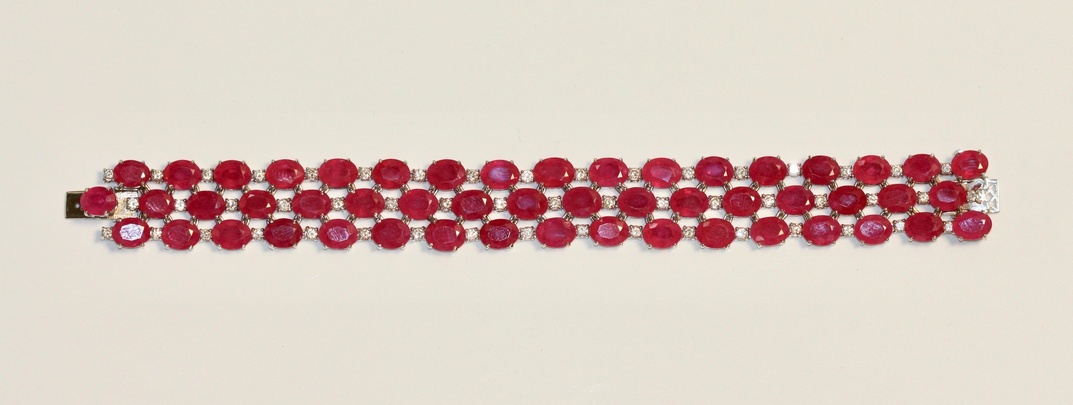 Women's or Men's Ruby and Diamond Bracelet