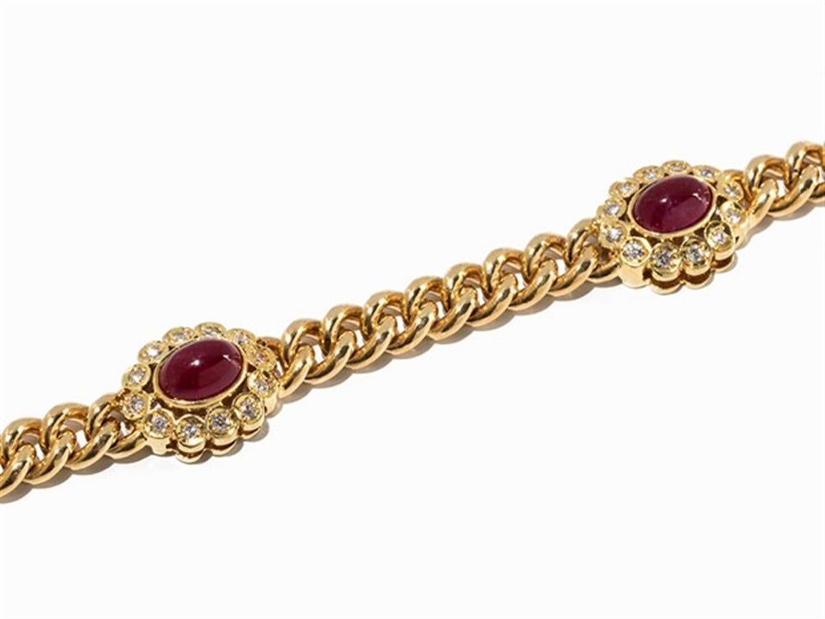 Ruby and Diamond Bracelet in 14 Carat Yellow Gold In Good Condition In Bad Kissingen, DE