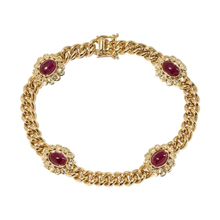 Ruby and Diamond Bracelet in 14 Carat Yellow Gold