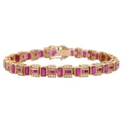 Armband mit Rubin und Diamanten aus 14 Karat Gelbgold