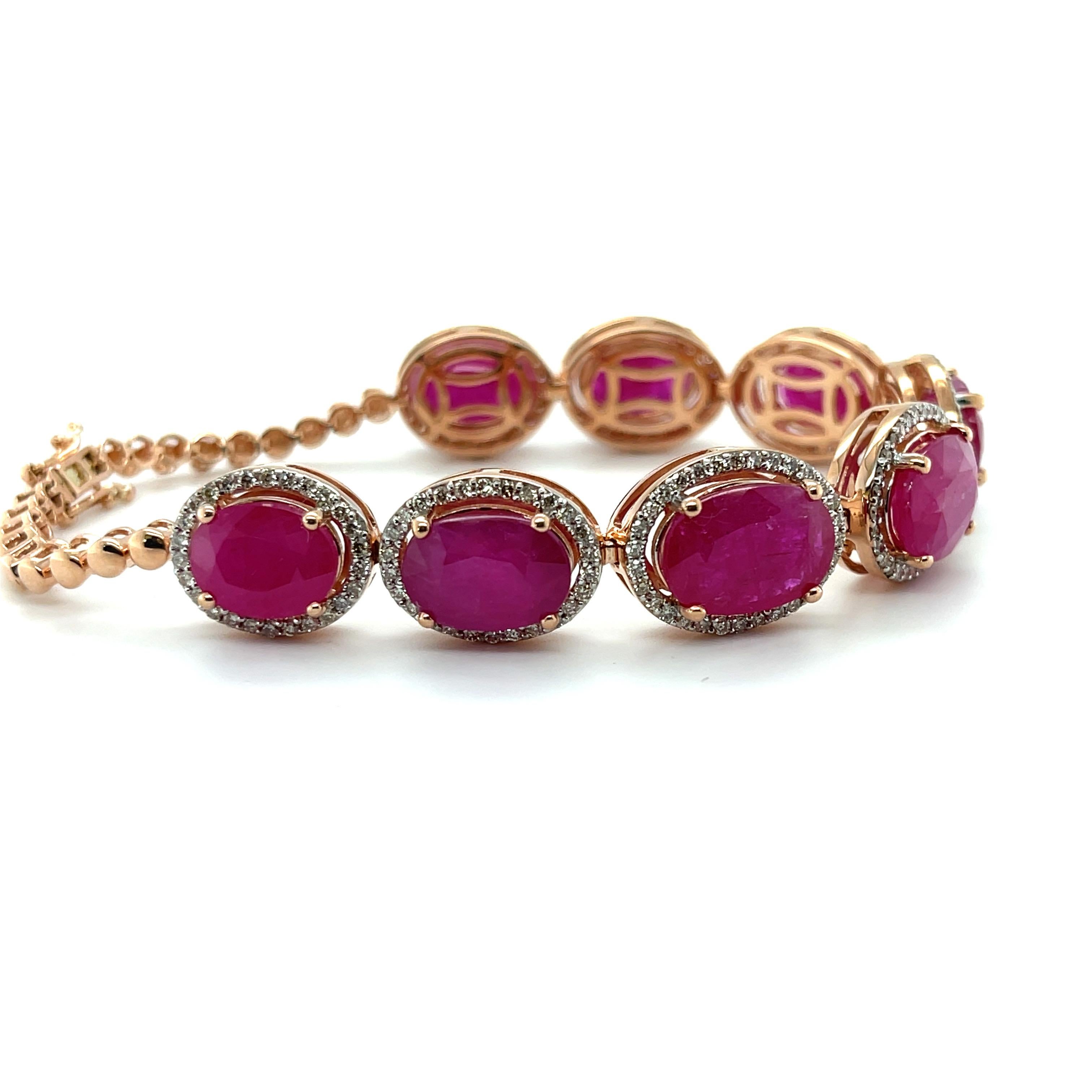 An absolutely gorgeous Natural Ruby and Diamond bracelet, crafted in fourteen karat gold, complemented by a stunning polished finished design. 


Item 1
One ladies - 14ct rose gold chain bracelet, polished finish, with box clasp, with two figure
8