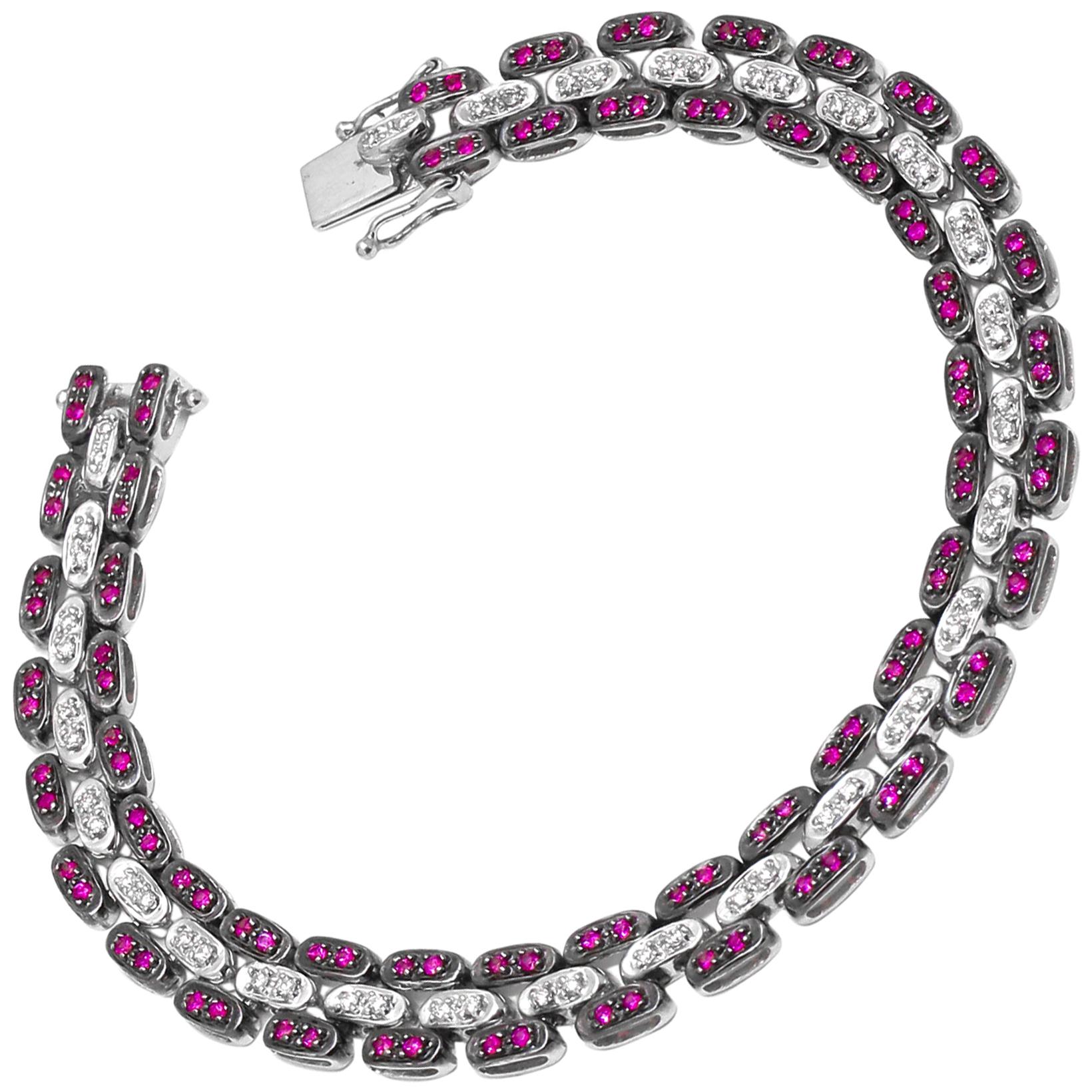 Bracelet en or 18 carats avec rubis et diamants