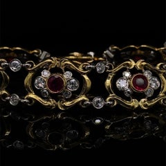 Rubin- und Diamantarmband aus 18 Karat Gelbgold und Platin, um 1910